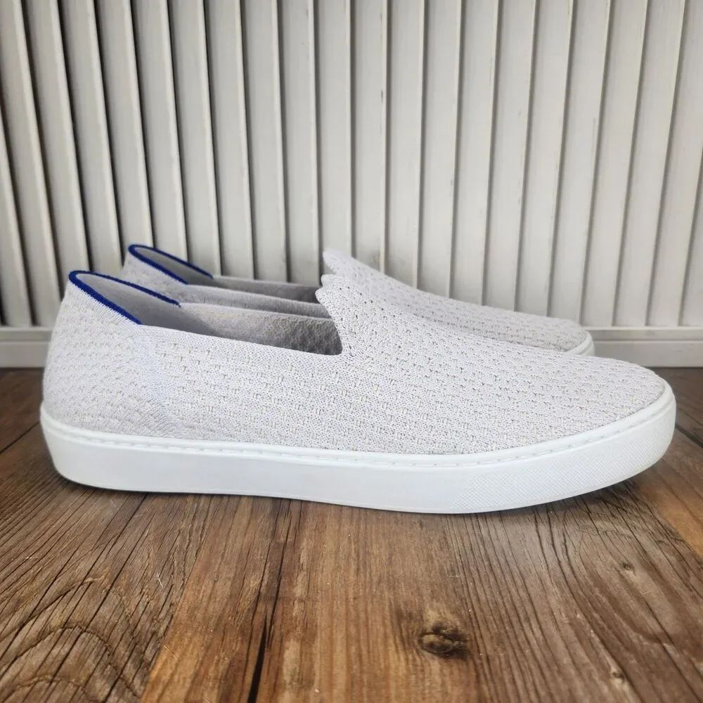 Rothy's The Sneaker Womens Sz 10.5 White Honeycomb Slip On Comfort Loafers Shoes